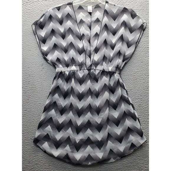 BONGO Other - Bongo Smock Swim Cover-Up Dress Women M Multi Sheer Gradient Chevron Deep V-Neck